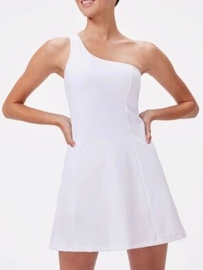 Outdoor Voices One-Shoulder White A-Line Athletic Dress Sz M Tennis Pickleball